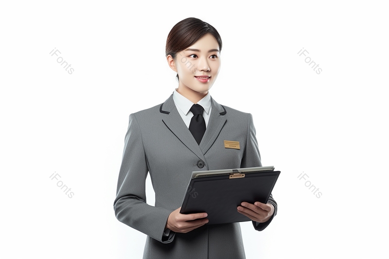 甜美女性客服捧文件夹沟通,高清,摄影图,摄影图片,图片大全,摄影图免费下载